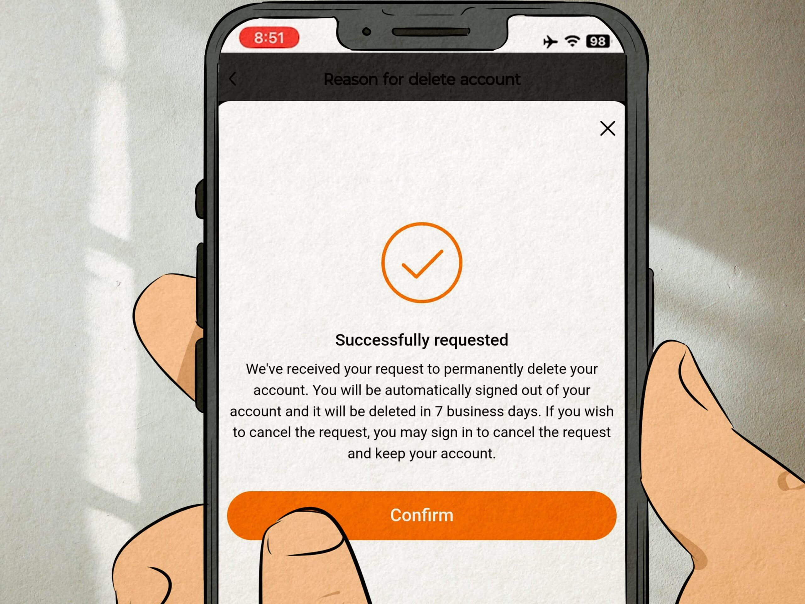 Usunięcie konta Temu w aplikacji mobilnej